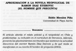 Aproximación a la novela neopolicial de Ramón Díaz Eterovic