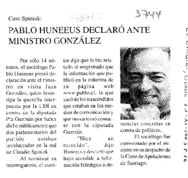 Pablo Huneeus declaró ante Ministro González