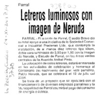 Letreros luminosos con imagen de Neruda