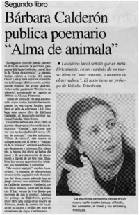 Bárbara Calderón publica poemario "Alma de animala".