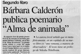 Bárbara Calderón publica poemario "Alma de animala".