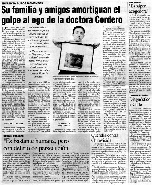 Su familia y amigos amortiguan el golpe al ego de la doctora Cordero.