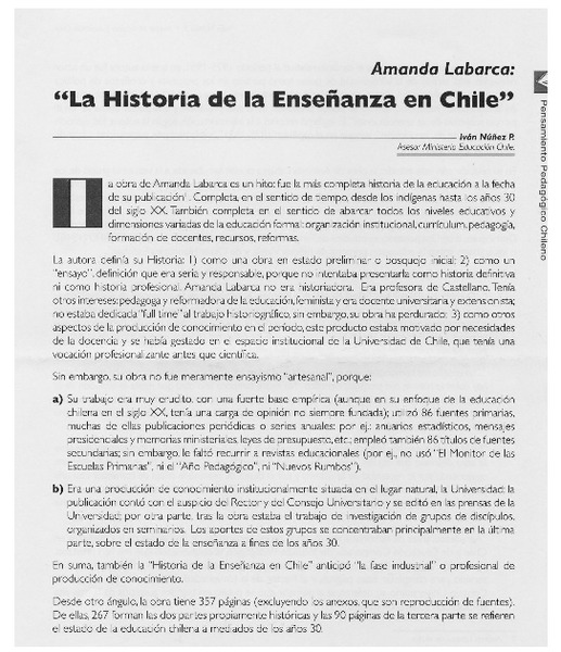 "La historia de la Enseñanza en Chile"