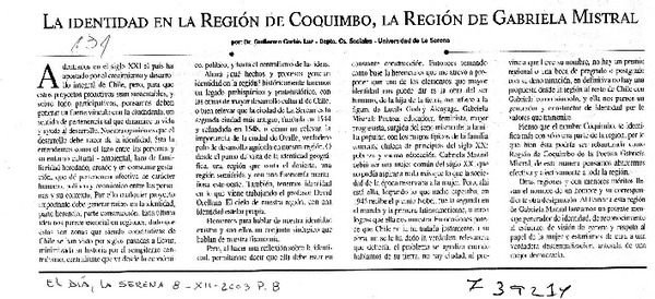 La identidad en la región de Coquimbo, la región de Gabriela Mistral