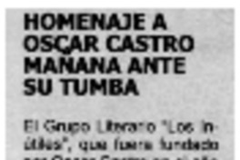 Homenaje a Oscar Castro mañana ante su tumba