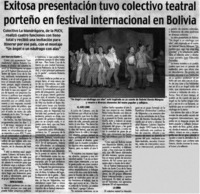Exitosa presentación tuvo colectivo teatral porteño en festival internacional en Bolivia