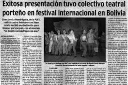 Exitosa presentación tuvo colectivo teatral porteño en festival internacional en Bolivia