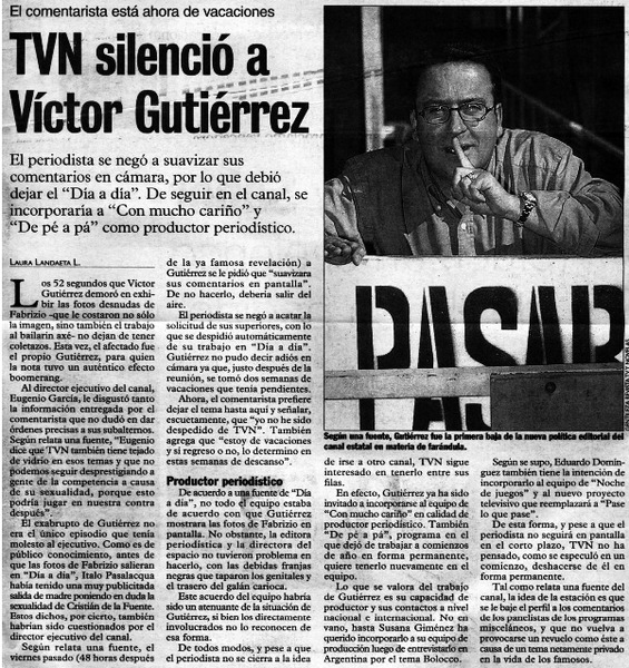 TVN silenció a Víctor Gutiérrez