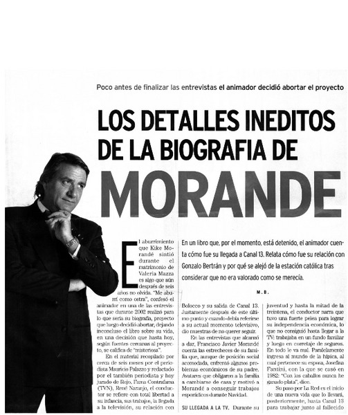Los detalles inéditos de la biografía de Morandé