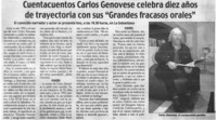 Cuentacuentos Carlos Genovese celebra diez años de trayectoria con sus "Grandes fracasos orales".