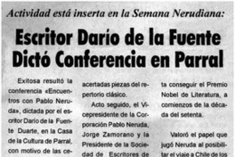 Escritor Darío de la Fuente dictó conferencia en Parral.