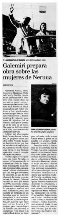 Galemiri prepara obra sobre las mujeres de Neruda