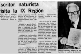 Escritor naturista visita la IX Región.