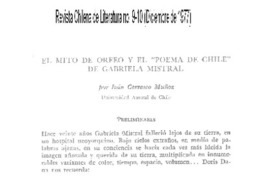 El mito de Orfeo y el ¨Poema de Chile¨de Gabriela Mistral