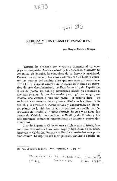 Neruda y los clásicos españoles