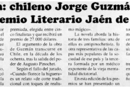España: chileno Jorge Guzmán gana XIX Premio Literario Jaén de novela.