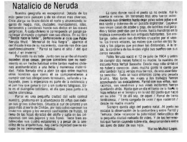 Natalicio de Neruda