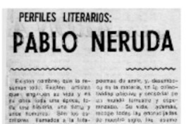 Perfiles literarios : Pablo Neruda