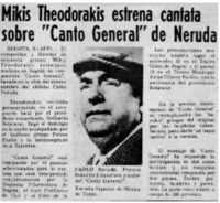 Mikis Theodorakis estrena cantata sobre "Canto general" de Neruda