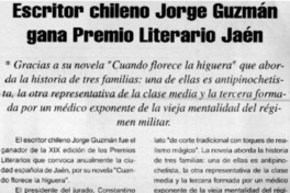 Escritor chileno Jorge Guzmán gana Premio Literario Jaén.
