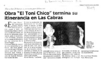 Obra "El Toni chico" termina su itinerancia en Las Cabras
