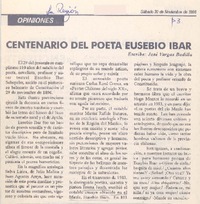 Centenario del poeta Eusebio Ibar