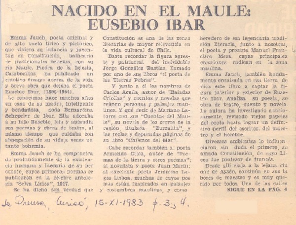 Nacido en el Maule: Eusebio Ibar