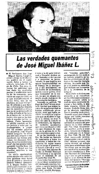 Las verdades quemantes de José Miguel Ibáñez L.