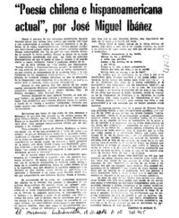 "Poesía chilena e hispanoamericana actual" por José Miguel Ibáñez