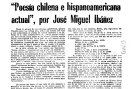 "Poesía chilena e hispanoamericana actual" por José Miguel Ibáñez