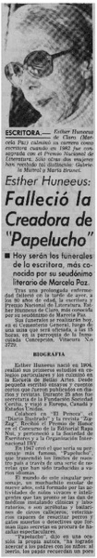 Falleció la creadora de "Papelucho".