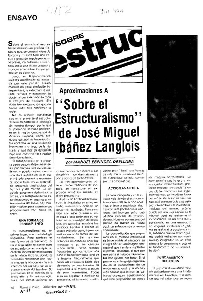 "Sobre el estructuralismo" de José Miguel Ibáñez Langlois