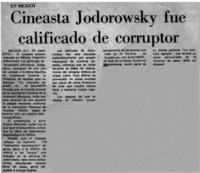 Cineasta Jodorowsky fue calificado de corruptor.