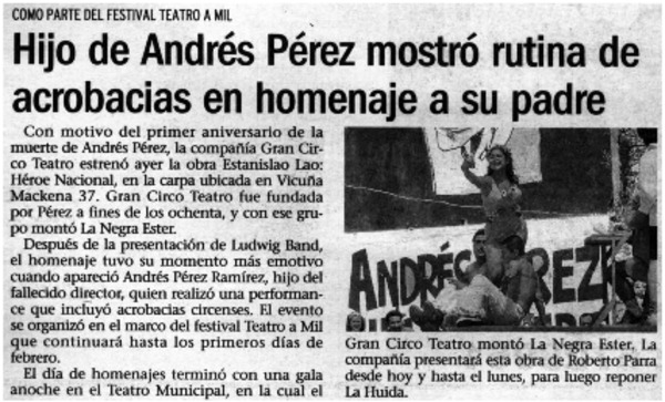Hijo de Andrés Pérez mostró rutina de acrobacias en homenaje a su padre