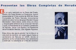 Presentan las Obras Completas de Neruda.