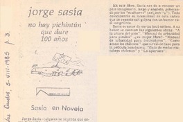 Jorge Sasía "No hay pichintún que dure 100 años".
