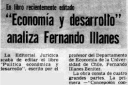 Economía y desarrollo" analiza Fernando Illanes.