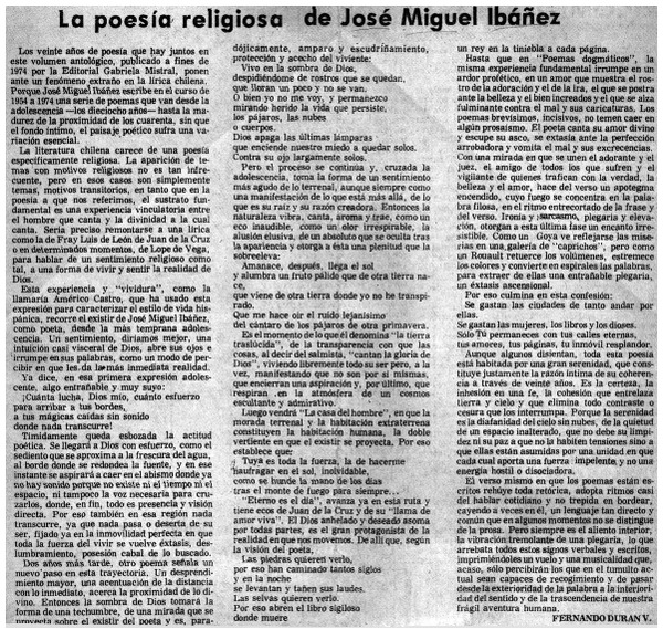 La poesía religiosa de José Miguel Ibáñez
