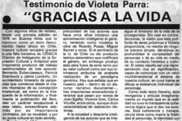 Testimonio de Violeta Parra, "Gracias a la vida"