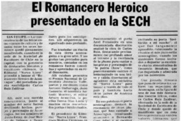 El romancero heroico presentado en la SECH