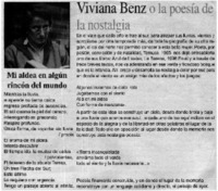 Viviana Benz o la poesía de la nostalgia.