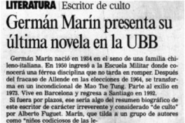 Germán Marín presenta su última novela en la UBB