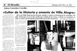 "Cultor de la historia y amante de Villa Alegre"