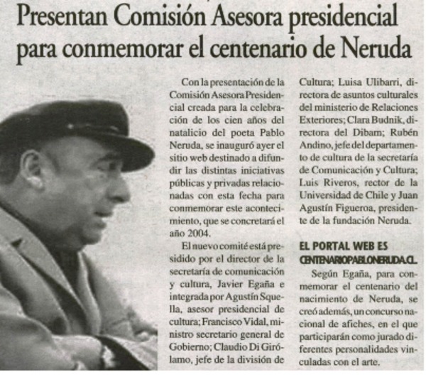 Presentan Comisión Asesora presidencial para conmemorar el centenario de Neruda