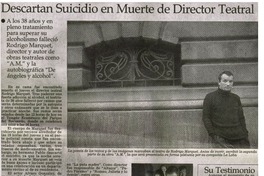 Descartan suicidio en muerte de Director teatral