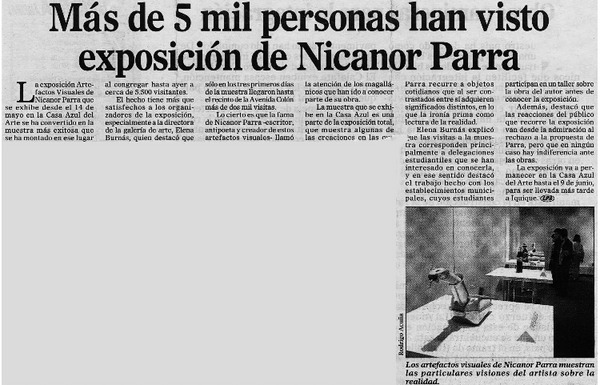 Más de 5 mil personas han visto exposición de Nicanor Parra