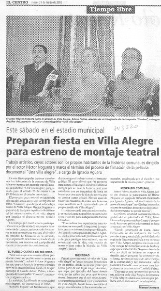 Preparan fiesta en Villa Alegre para estreno de montaje teatral