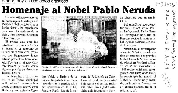 Homenaje al Nobel Pablo Neruda