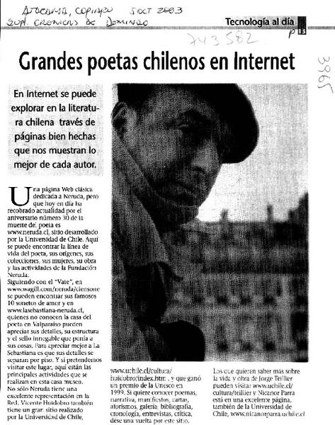 Grandes poetas chilenos en Internet