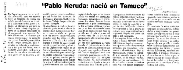 Pablo Neruda nació en Temuco